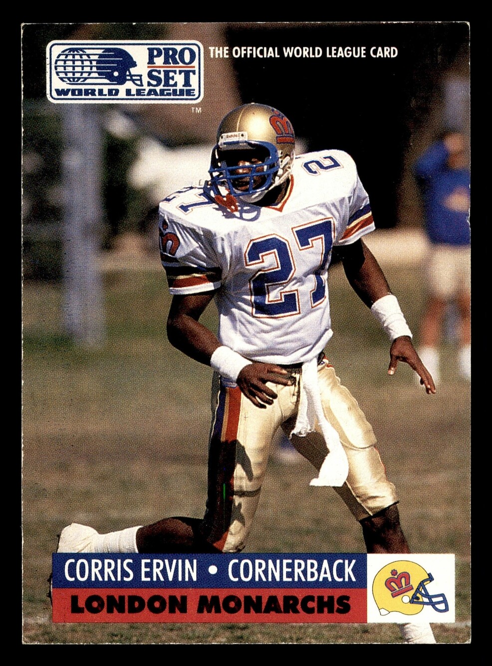 1991 Pro Set WLAF #13 Corris Ervin London Monarchs Football Card
